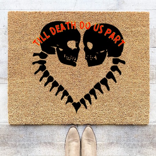Skulls Till Death Do Us Part Heart © Coir Doormats