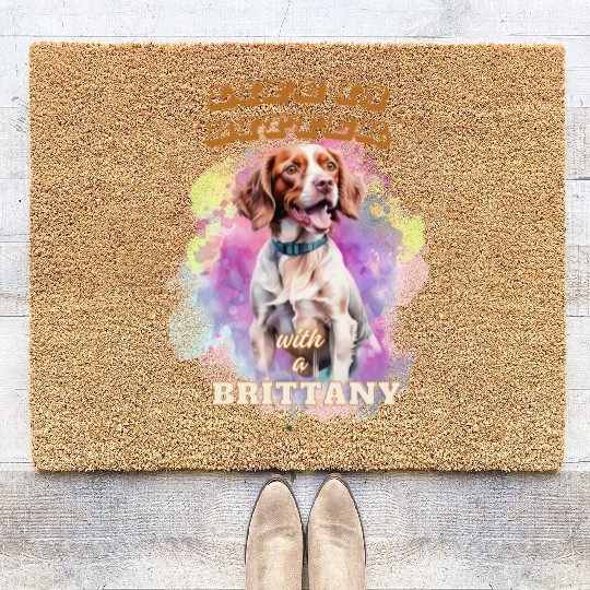 Surrealism Starry Night Brittany Spaniel Dog Coir Doormats