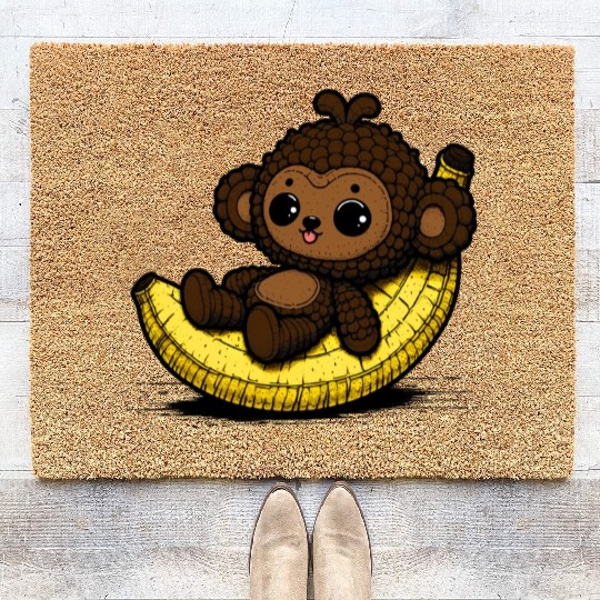 Amigurumi Monkey Chills On Banana Coir Doormats
