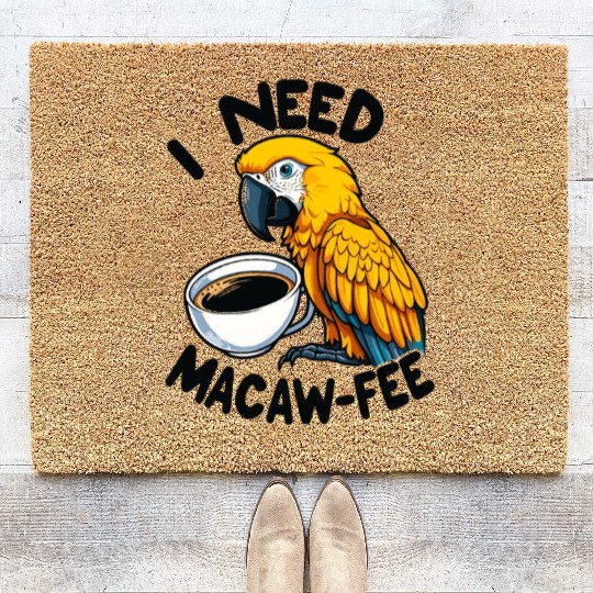Gold Macaw Macaw-Fee Coffee Lover Coir Doormats