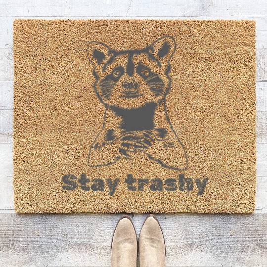 Funny Stay Trashy Possum Raccoon Vintage Street Coir Doormats