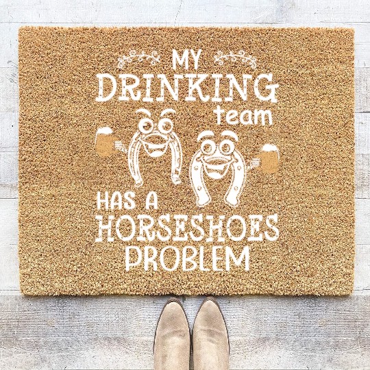 Drinking Team Horseshoe Pitching Coir Doormats