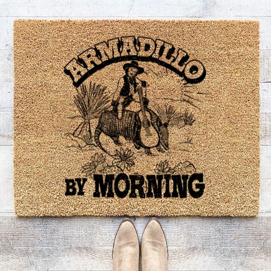 Armadillo By Morning Texas Amarillo Country Song Coir Doormats