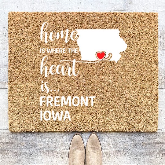 Fremont County Iowa Is Where My Heart Is Gift Coir Doormats