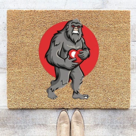 bigfoot heart valentines day Coir Doormats