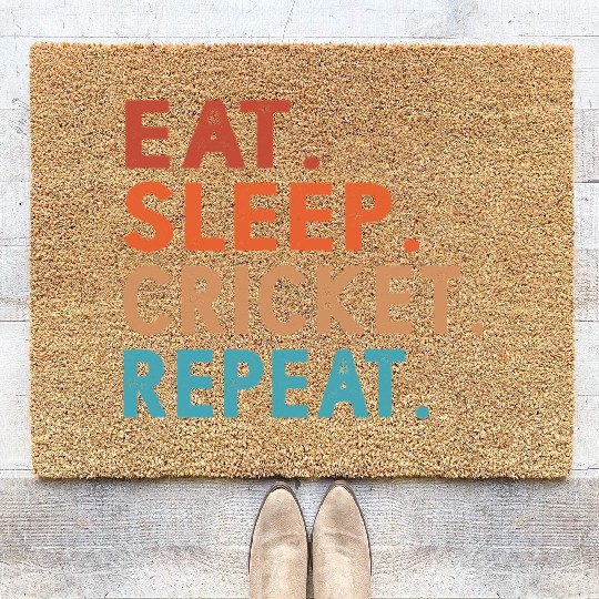 Eat Sleep Cricket Repeat Funny Coir Doormats