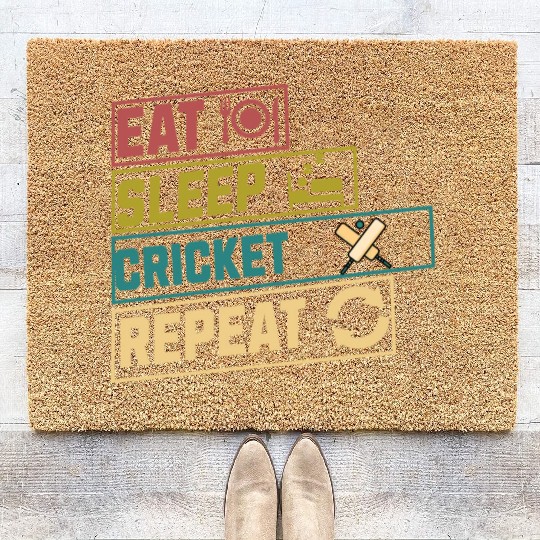 Eat sleep cricket repeat hobby Coir Doormats