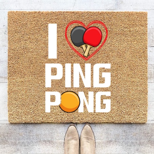 I Love Ping Pong Paddle Racket Sports Table Tennis Coir Doormats