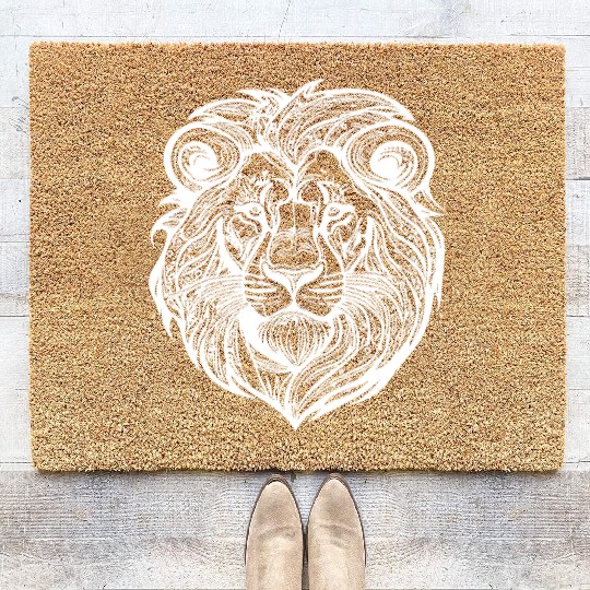Wild Lion Head Mane Big Cat Tattoo Coir Doormats