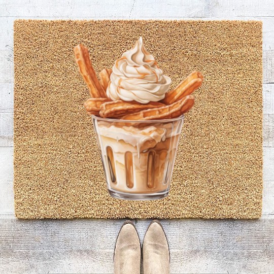 Vanilla Churro Ice Cream With Caramel Sauce Coir Doormats