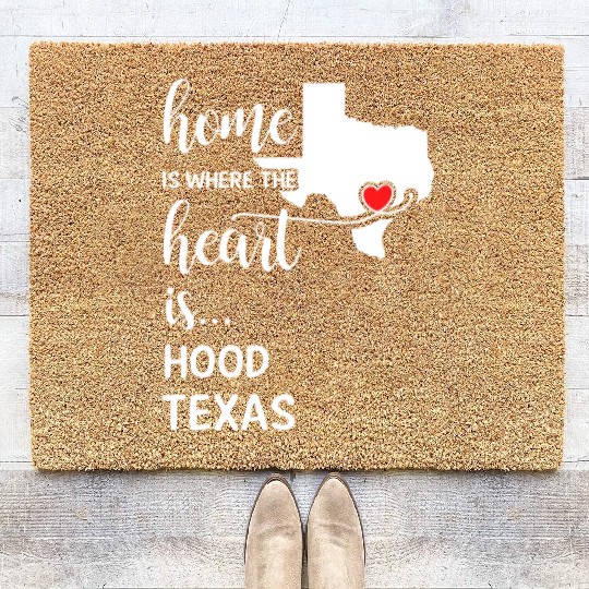 Hood County Texas Is Where My Heart Is Gift Coir Doormats