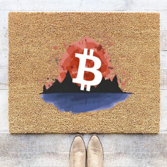 Bitcoin Japonese Ink Sunset Serenity Coir Doormats