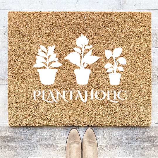 Plantaholic Minimalistic Design for Plants Lovers Coir Doormats
