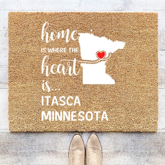 Itasca County Minnesota Is Where My Heart Is Gift Coir Doormats