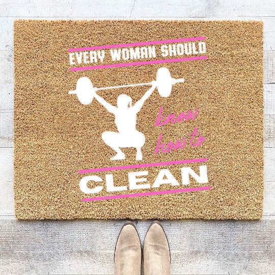 Woman Clean Weightlifting Fitness Gym Coir Doormats