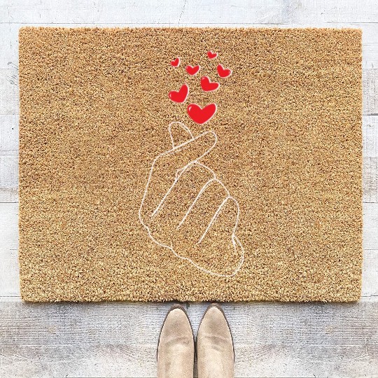 Korean Finger Heart K-Pop Love K-Drama Coir Doormats