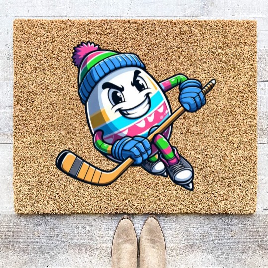 Easter Egg Hockey - Unique Gift for Players Coir Doormats