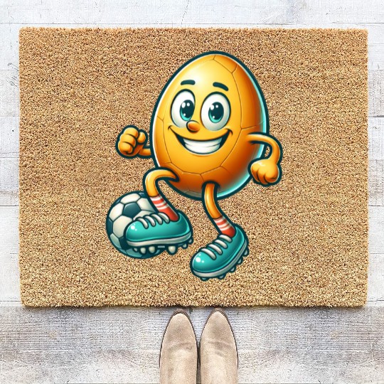 Easter egg football design, footballer Easter Coir Doormats