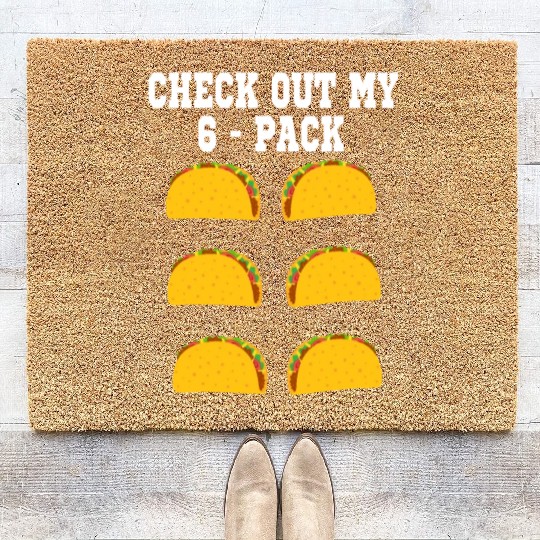 6 Pack Fitness Taco Funny Mexican Gym Taco Lovers Coir Doormats