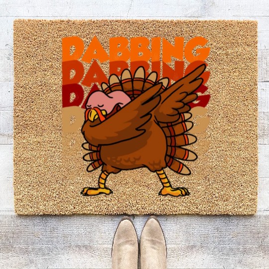 Dabbing Turkey Coir Doormats Thanksgiving