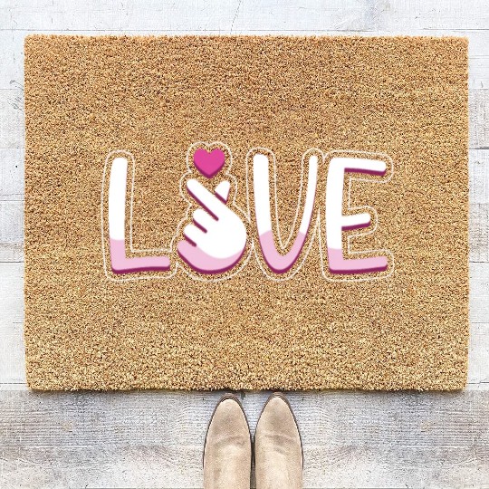 Love Korean Finger Heart K-Pop Love K-Drama Coir Doormats