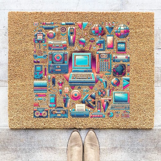 90s Tech & Pop Culture Coir Doormats
