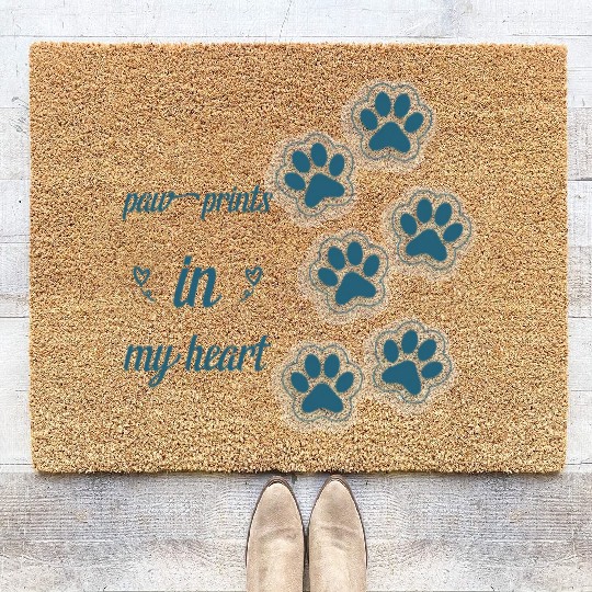 paw prints in my heart Coir Doormats