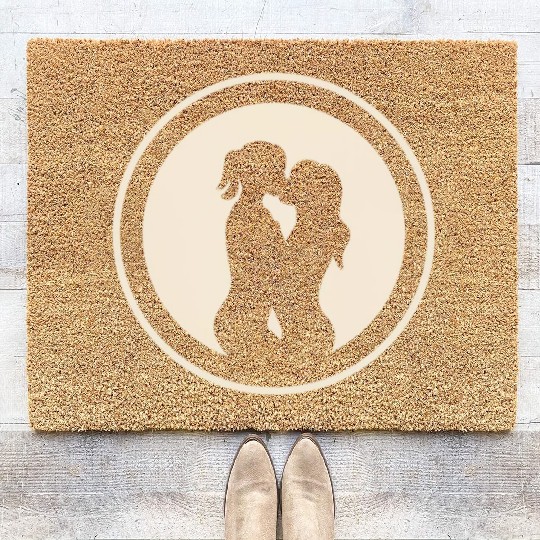 Silhouette of Lesbian Couple Coir Doormats