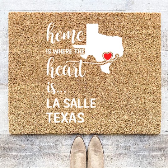 La Salle County Texas Is Where My Heart Is Gift Coir Doormats