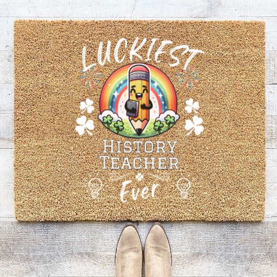 Luckiest History Teacher School Coir Doormats