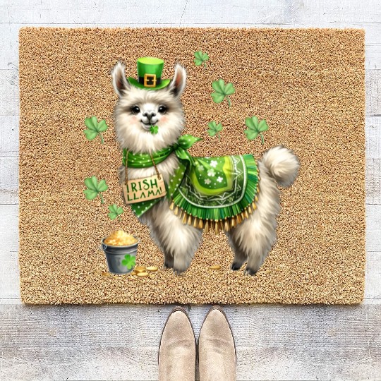 Irish LLama St Patrick Day Coir Doormats