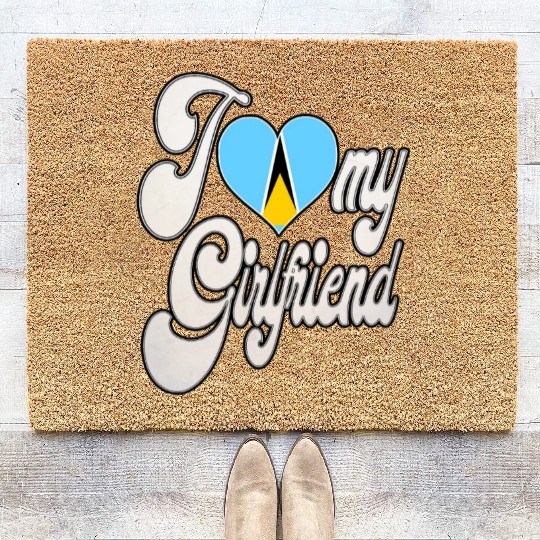 SaintluciaI Love My Saint Lucian Girlfriend Coir Doormats