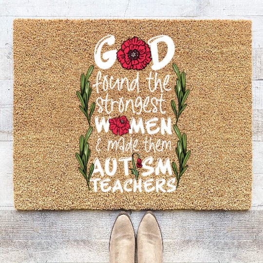 Woman Autism Teacher Coir Doormats
