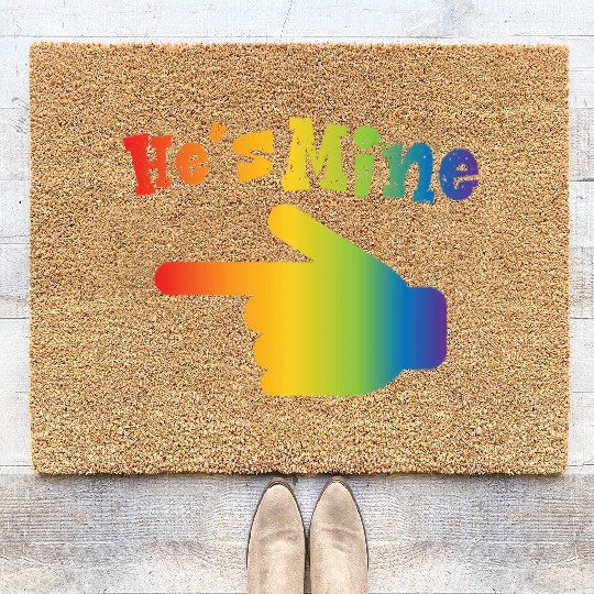 He s Mine LGBT Pride Couple Matching Gay Lesbian Coir Doormats