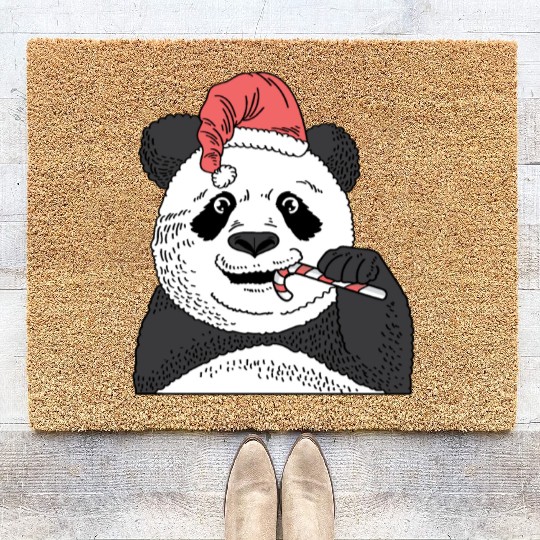 Panda Candy Cane Pastry Maker Gift Coir Doormats