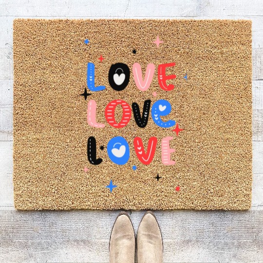 White Red Pink Light Blue Black Bold Valentine Coir Doormats