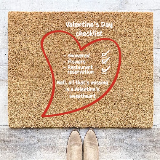 Romantic Love Heart Valentine's Day Couples Coir Doormats