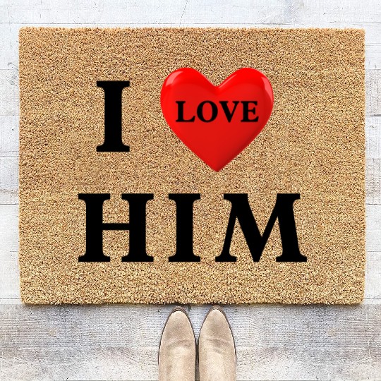 i love him Valentine's Day Coir Doormats