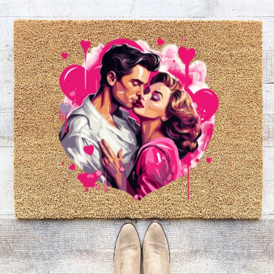 Valentine's Day, Hollywood Lovers Vintage Poster Coir Doormats