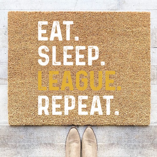Eat Sleep League Repeat Sports Game Gaming Gift Coir Doormats