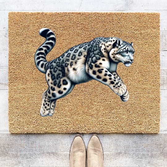 Snow Leopard Leopard White Leopard Coir Doormats