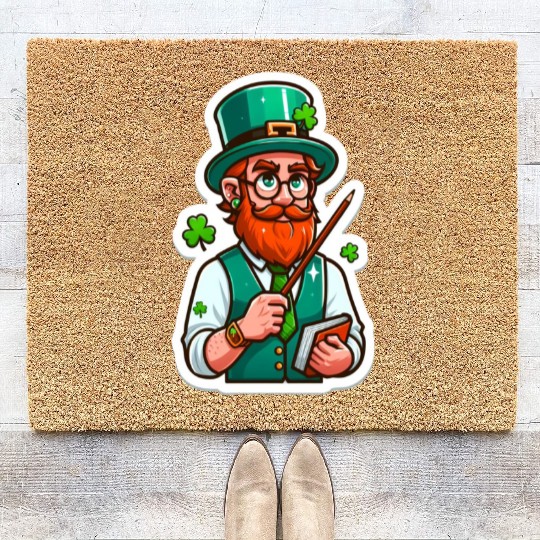 Irish bearded teacher, funny st patricks day Coir Doormats