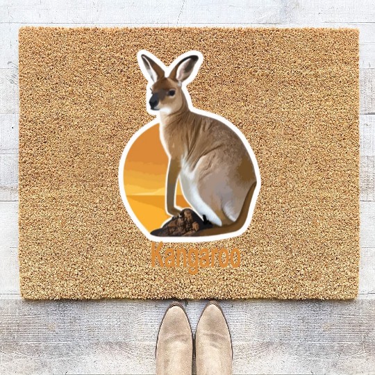 cute kangaroo animal Coir Doormats