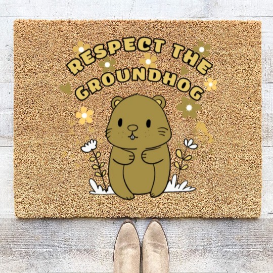 Respect The Groundhog,FUNNY Groundhog Coir Doormats