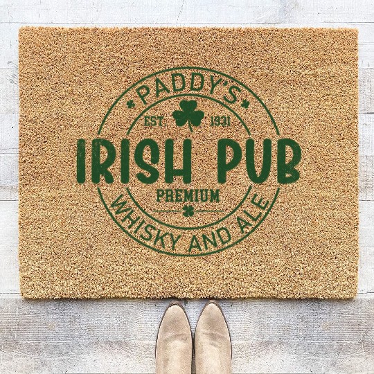 Irish Pub Whisky and Ale, St Patricks Day Coir Doormats