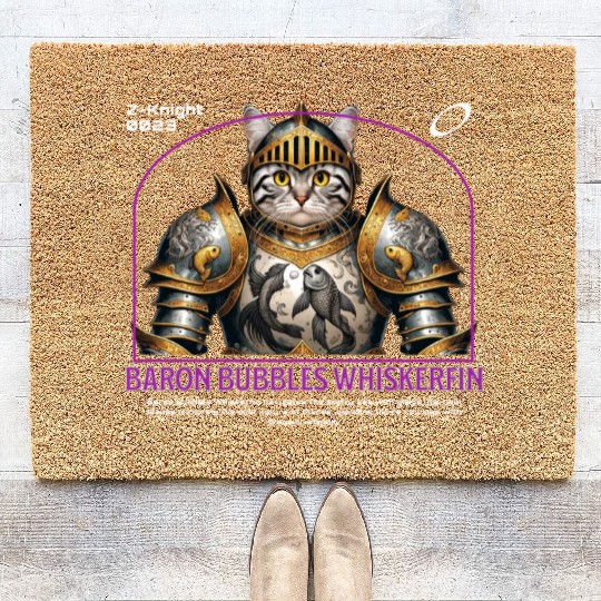 Pisces Cat Knight - Zodiac Astrology Fish Armor Coir Doormats