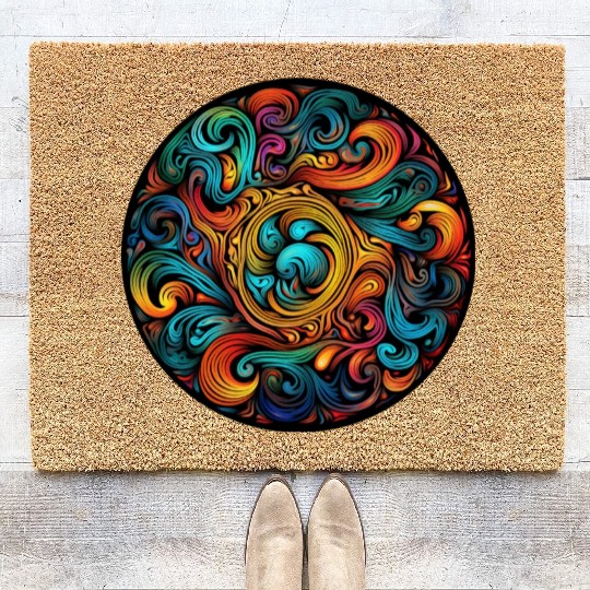 Abstract Spectrum Spiral Coir Doormats