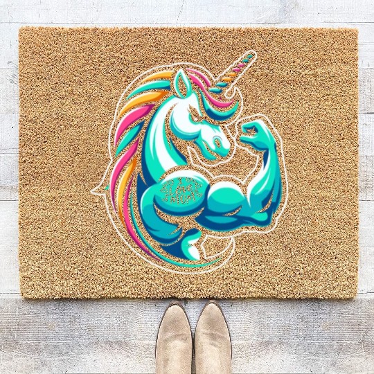 Unicorn I Love Mom Coir Doormats