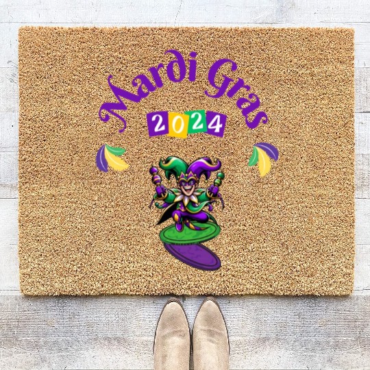 Mardi gras Funny Nola New orleans Louisiana Coir Doormats