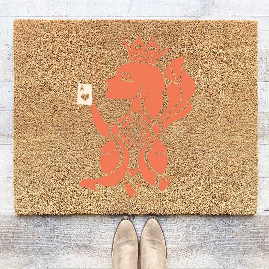 Queen Hearts Playing Card Design 2 Color Vector Coir Doormats